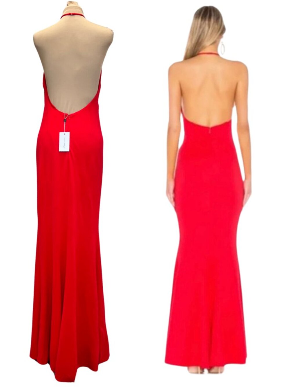 Large NWT - Revolve: Lovers + Friends Red Keyhole Halter Backless Dress - Rosa - Picture 2 of 8